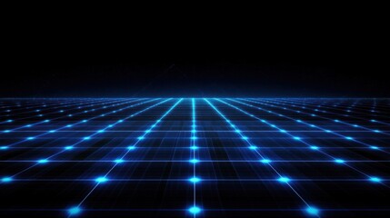Abstract technology background with glowing grid and perspective view