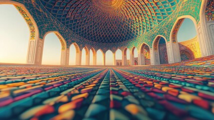 Obraz premium Colorful Interior of a Stunning Architectural Structure with Arches