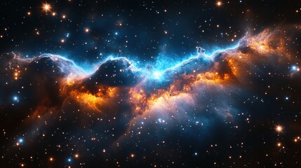 Fototapeta premium Dramatic cosmic nebula with vibrant colors and starry background in deep space