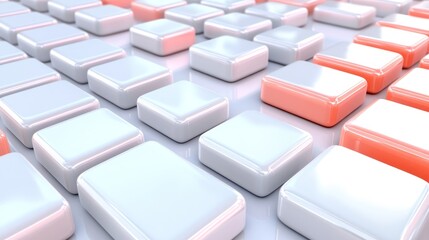 Abstract arrangement of white and coral cubes for backgrounds, presentations, and design elements