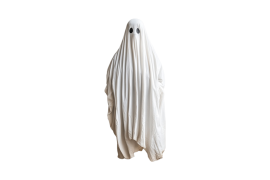 Ghostly Figure in White Sheet Halloween Costume Spooky