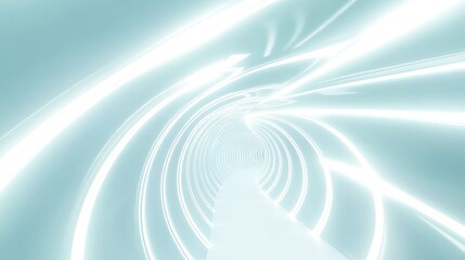 Abstract light blue futuristic tunnel with glowing lines design