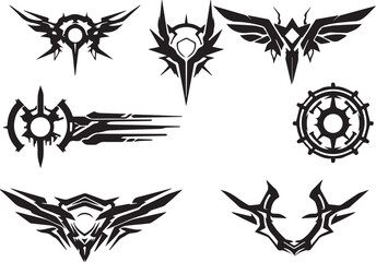 Set of minimalistic futuristic elements. Hand drawn vector illustration	