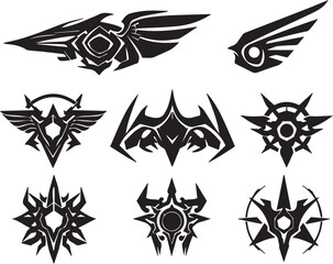 Set of minimalistic futuristic elements. Hand drawn vector illustration	