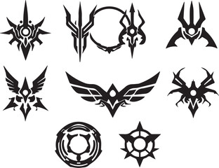 Fototapeta premium Set of minimalistic futuristic elements. Hand drawn vector illustration 