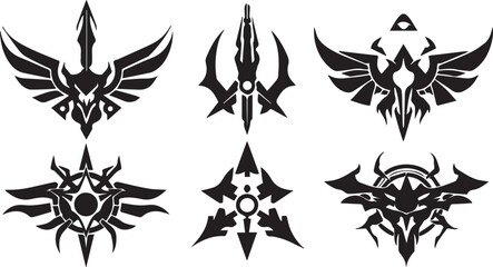 Set of minimalistic futuristic elements. Hand drawn vector illustration	