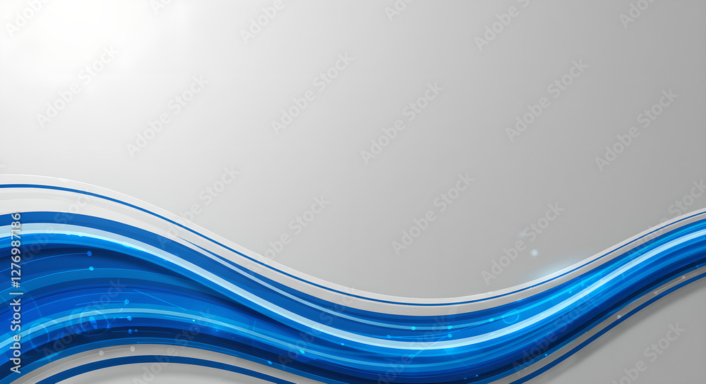Poster blue wavy lines with silver background design. dynamic flowing curves pattern. modern abstract busin