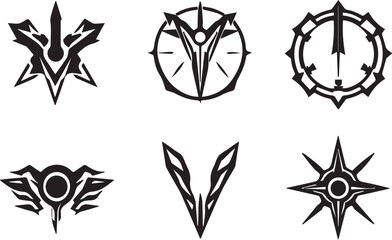 Set of minimalistic futuristic elements. Hand drawn vector illustration	