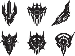 Set of minimalistic futuristic elements. Hand drawn vector illustration	