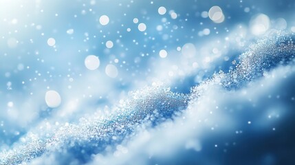 Fototapeta premium Close-up of sparkling snowflakes under sunlight with soft focused background