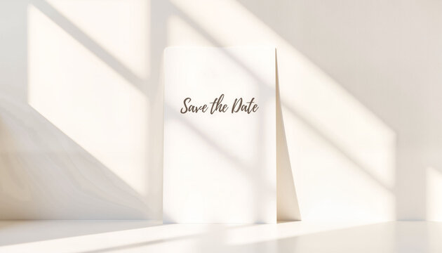 Minimalist wedding invitation with "Save the Date" text, inviting elegance