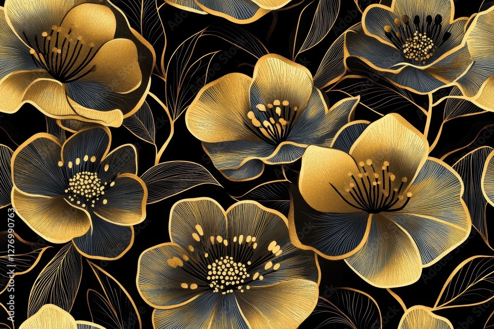 Poster elegant black and white floral design with intricate details on a light background suitable for vari