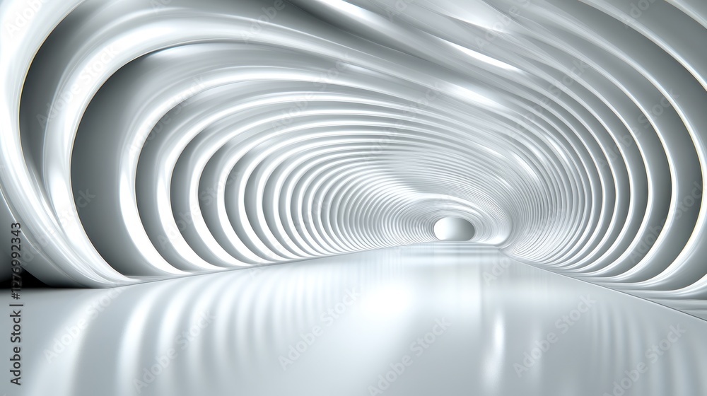 Fototapete abstract organic structure tunnel. futuristic architecture in a smooth and flowing curved interior