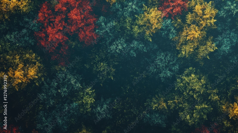 Aufkleber vibrant autumn foliage displays a stunning array of colors in a serene forest landscape during the g