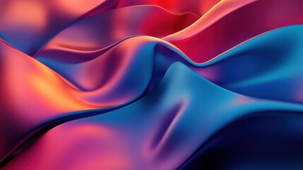 Obraz premium Vibrant abstract waves of multicolored satin fabric with fluid curves and dynamic lighting