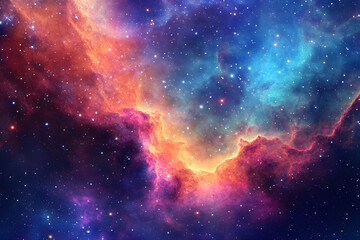 Obraz premium Celestial Wanders: Mystical Swirls and Stellar Glimmers in a Galactic Nebula's Embrace