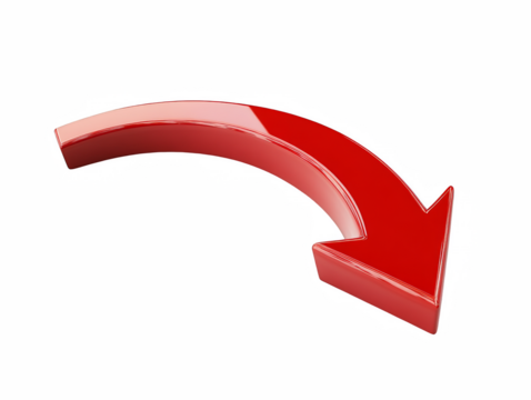 Red Curved Arrow Pointing Downward