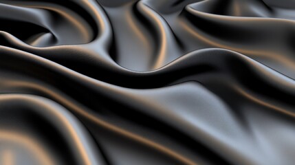 Fototapeta premium Abstract wavy black silk fabric close-up for fashion backgrounds, design, and product presentation