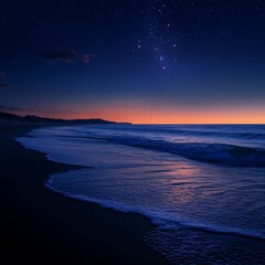 Fototapeta premium Twilight horizon glowing above serene ocean waves picture 