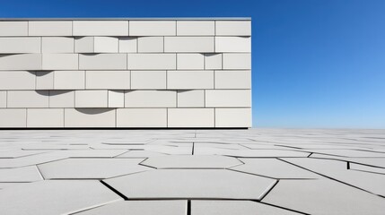 Architectural design element against a clear sky with geometric shapes for modern or abstract concepts