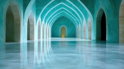 Architectural wonder an arched walkway in the palace reflecting light for tourism