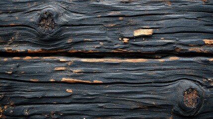 Close-up of weathered wooden planks with dark texture and natural patterns