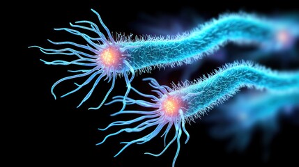 Bacteria in dark backdrop, used in science