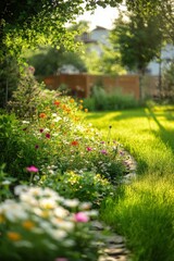 Obraz premium Beautiful garden with colorful flowers.