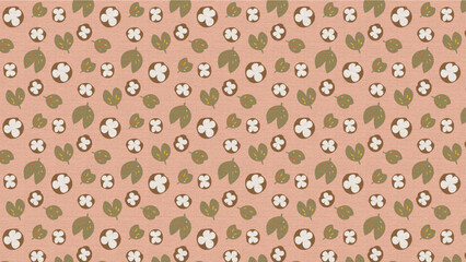 retro pop kawaii cotton plant seamless pattern, Japanese traditional pattern, vector graphic resources, 16:9 widescreen wallpaper / backdrop
