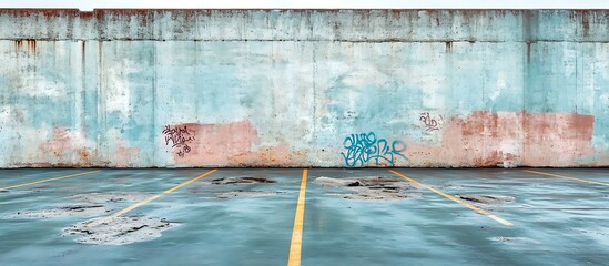 Graffiti-Covered Parking Garage Interior