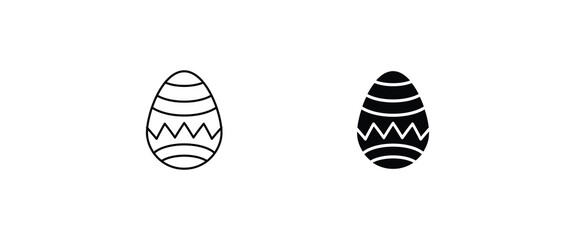 Easter egg with waves pattern icons button, vector, sign, symbol, logo, illustration, editable stroke, flat design style isolated on white linear pictogram