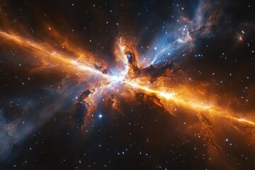 Obraz premium Stunning Cosmic Explosion Captured in Deep Space Reveals Vibrant Colors and Intriguing Formations