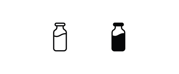 milk bottle icon, milk icons button, vector, sign, symbol, logo, illustration, editable stroke, flat design style isolated on white linear pictogram