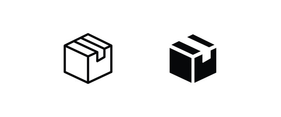 Box icon. Package, delivery boxes, cargo distribution, export, return parcel. Shipment of goods, open package, Open Box, recycled, Contains such priority shipping, express order tracking, crate icons