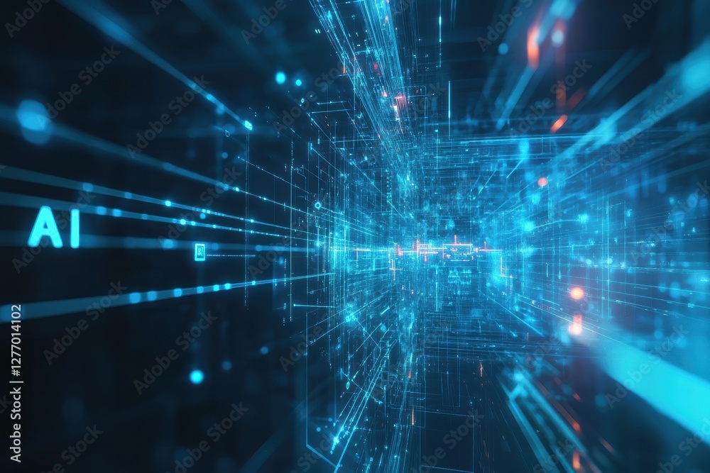 Poster abstract ai representation via digital data streams and networks