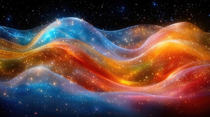 Cosmic Waves: Glittering Nebulae Dance Across the Night Sky