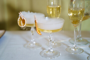 Creative cocktail presentation with unique garnishes and elegant glassware at a stylish event