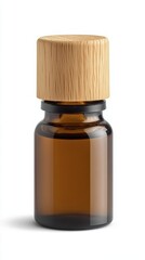 Amber Glass Bottle with Wooden Cap: Essential Oil Packaging