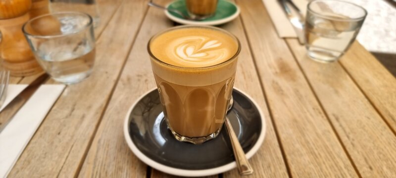 Latte in a glass - photo by Jodie Redrup