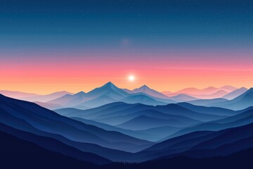Fototapeta premium Minimalist mountain peaks rise under twilight sky, serene and timeless landscape scene