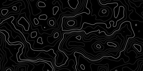 Abstract topographic contour line map, geographic mountain line map, topographic lines wavey backdrop topology contour background.