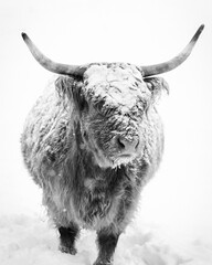 Highland cow in snow 
