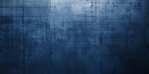 Detailed Blueprint Style Textured Design on a Moody Blue Grunge Style Background Fine Lines