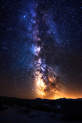 Fototapeta premium Celestial Symphony: The Milky Way Illuminated Against a Starry Night Sky