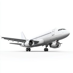 Obraz premium Sleek and Modern: A Detailed View of a White Commercial Airplane Against a Plain Background - Aviation Excellence