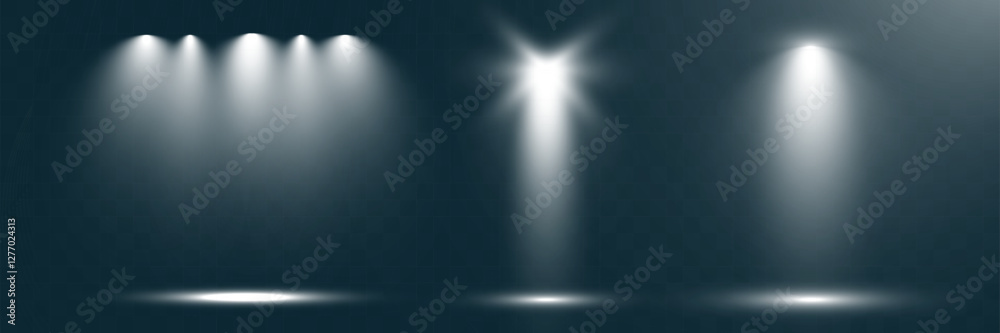 Aufkleber empty spotlight stage with dark gradient background and bright beams of light illuminating the cente