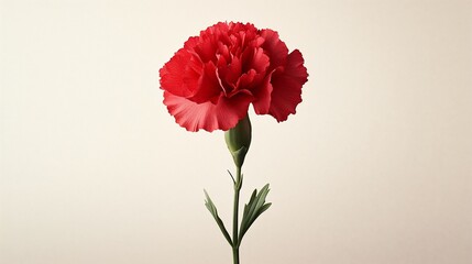 Single Red Carnation Isolated Bloom