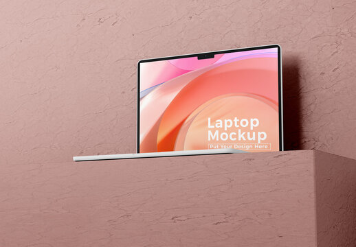 Laptop Mockup Low Angle View
