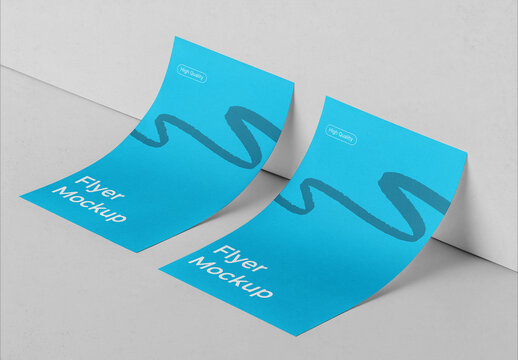 Two Flyers Leaning Against a Wall Mockup
