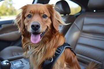Close-Up Shot of a Dog Seated in a Car